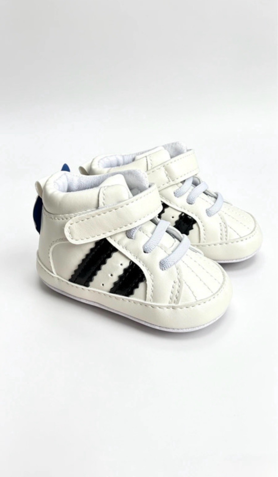Shein Baby White Black Stripe Pram Shoes Crib Trainers EUR 19 UK 3