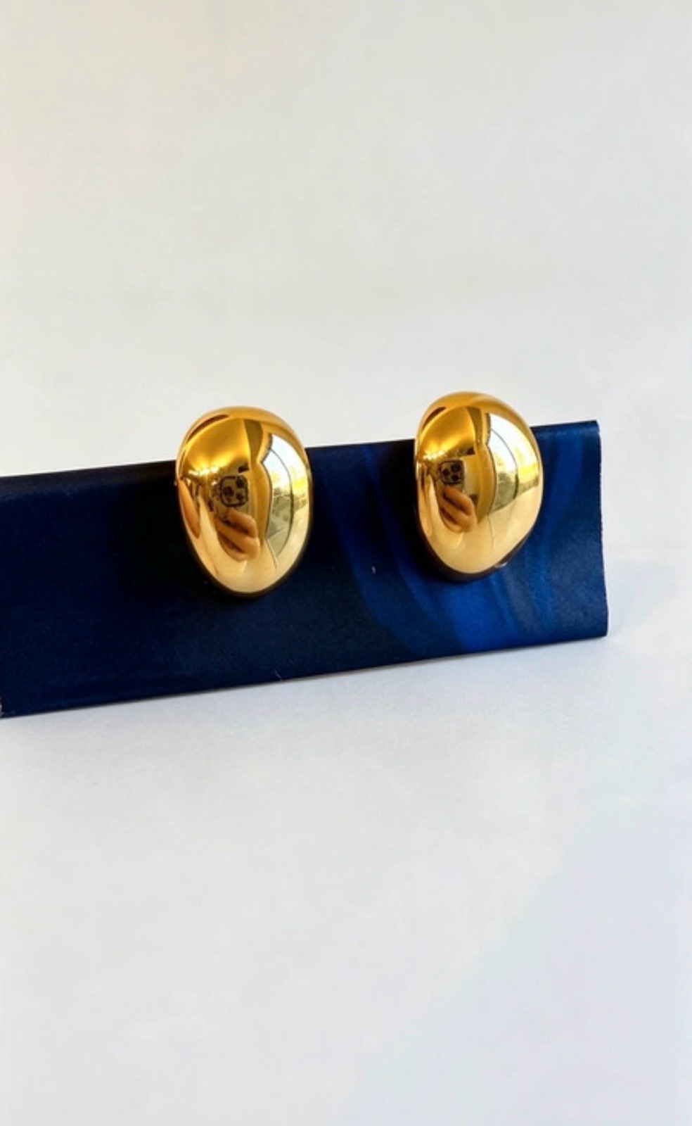 Vintage Monet Gold Chunky Teardrop Clip On Earrings Minimalist