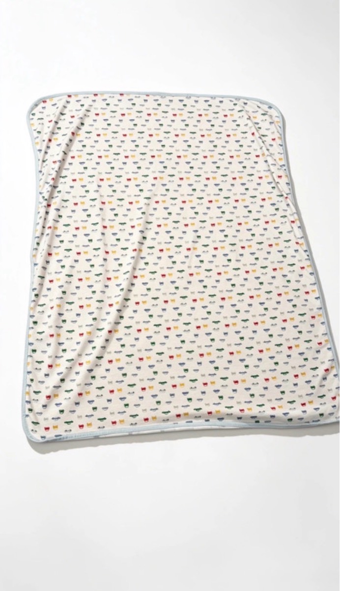 Mothercare Blue Trim 100% Cotton Car Print Jersey Blanket 90x100cm