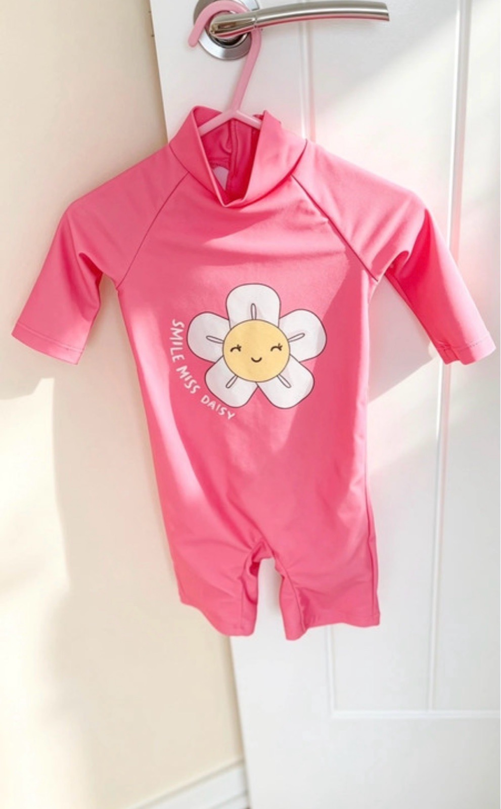 Primark Pink Smile Miss Daisy Long Sleeve Swimsuit Sunsuit 9-12M