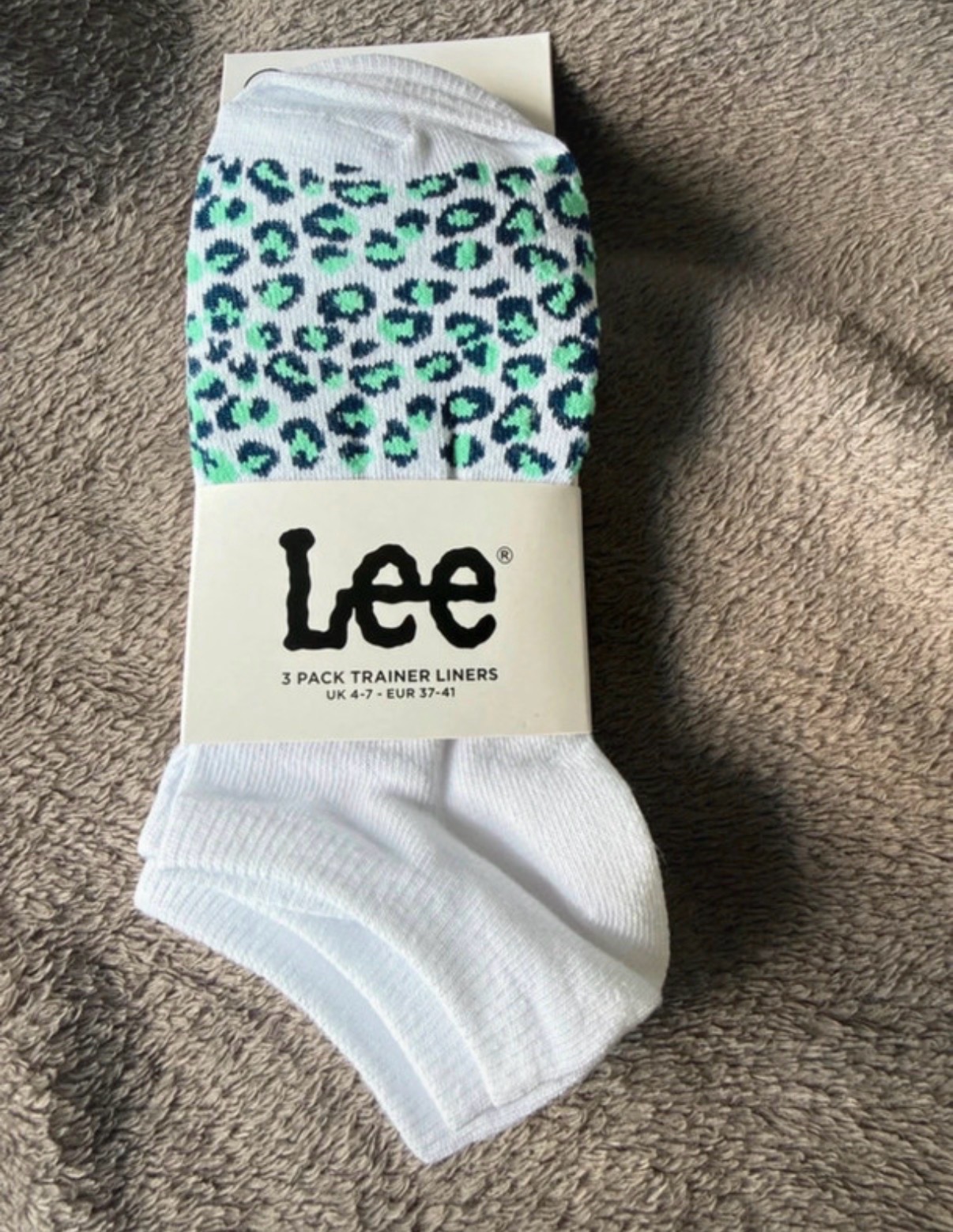 Lee Women's 3-Pack Leopard Print Trainer Liner Socks BNWT (UK 4-7)