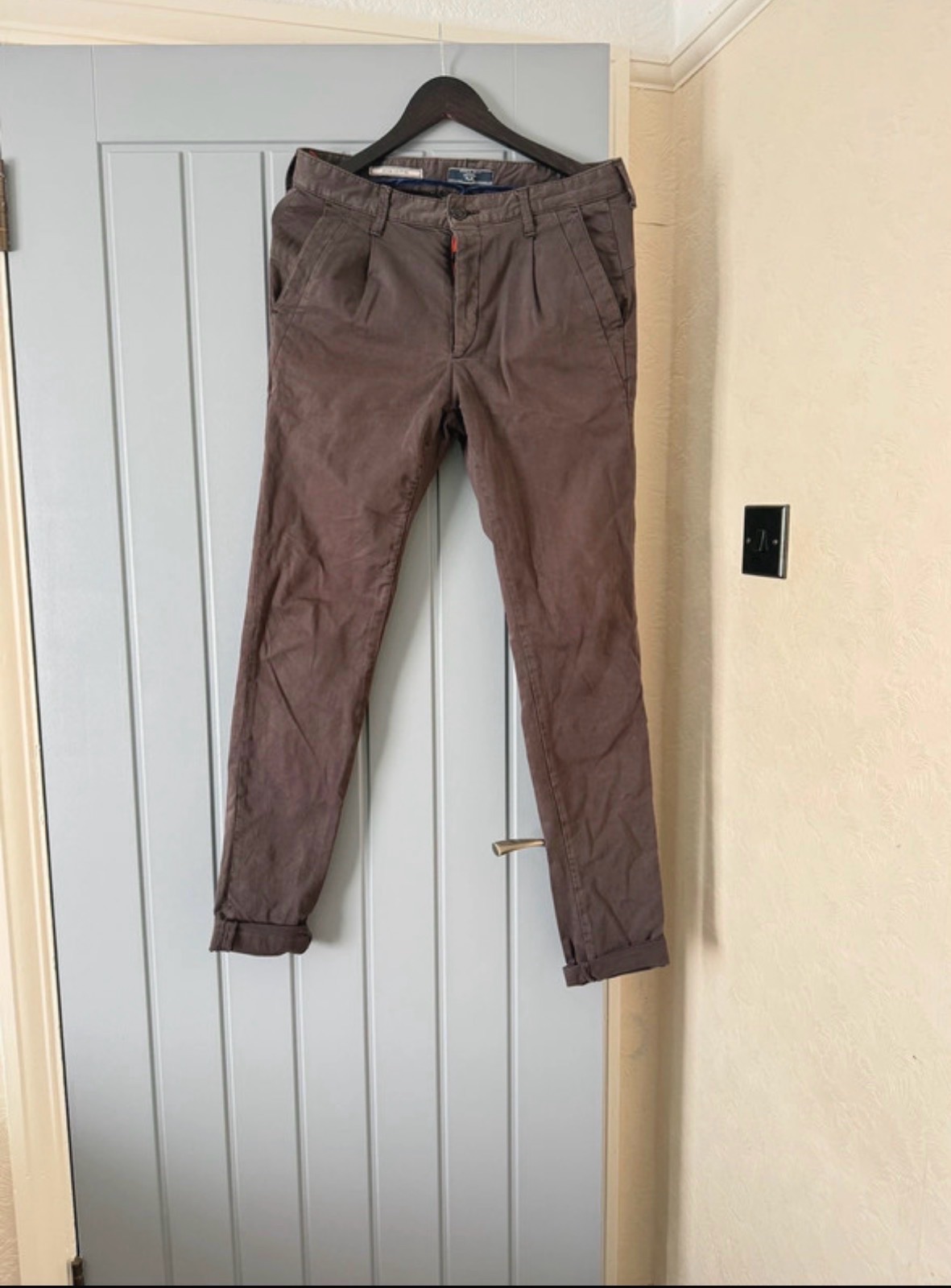 ZARA Man Denim Couture Dark Brown Slim Fit Chinos - W30