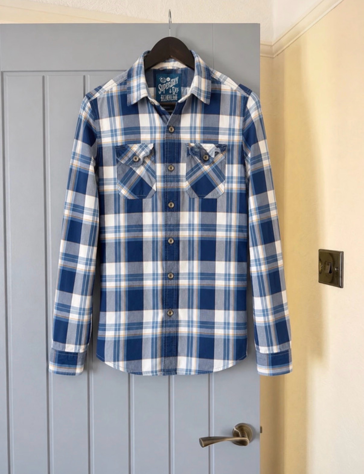 Superdry Men's Lumberjack Checked Flannel Shirt - Size M - Blue & White