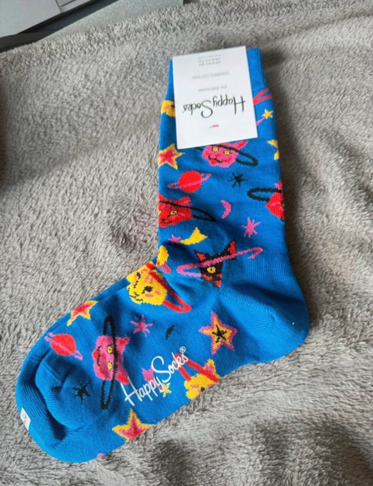 BNWT Happy Socks "Space Cat" Blue Socks | UK 4-7 (EUR 36-40)