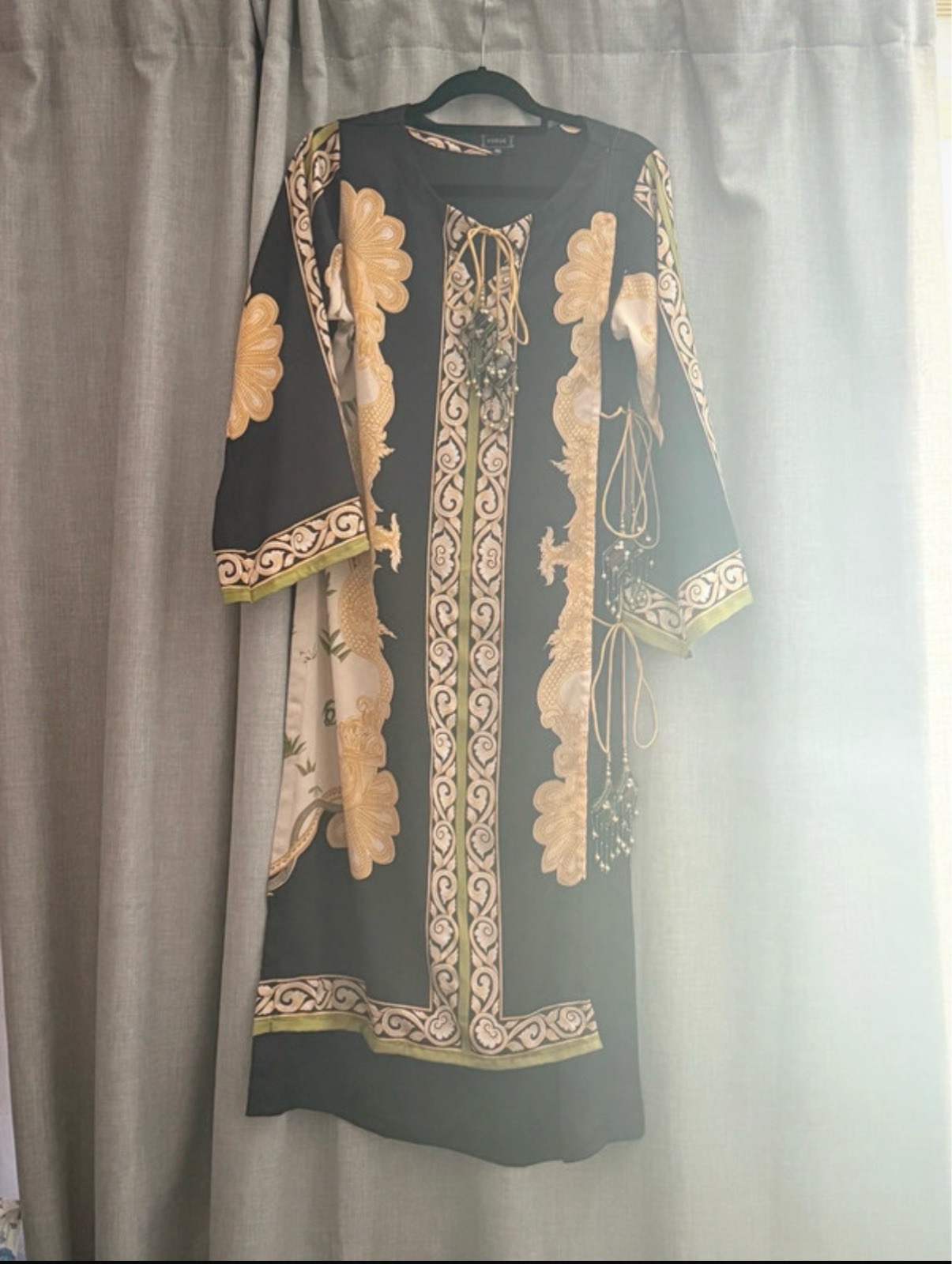 Vogue Black & Gold Baroque Print Kameez I Tunic Dress - Size 42 (UK 14)