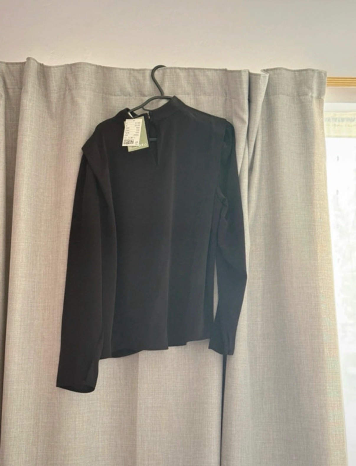 H&M Black High Neck Blouse with Keyhole Back