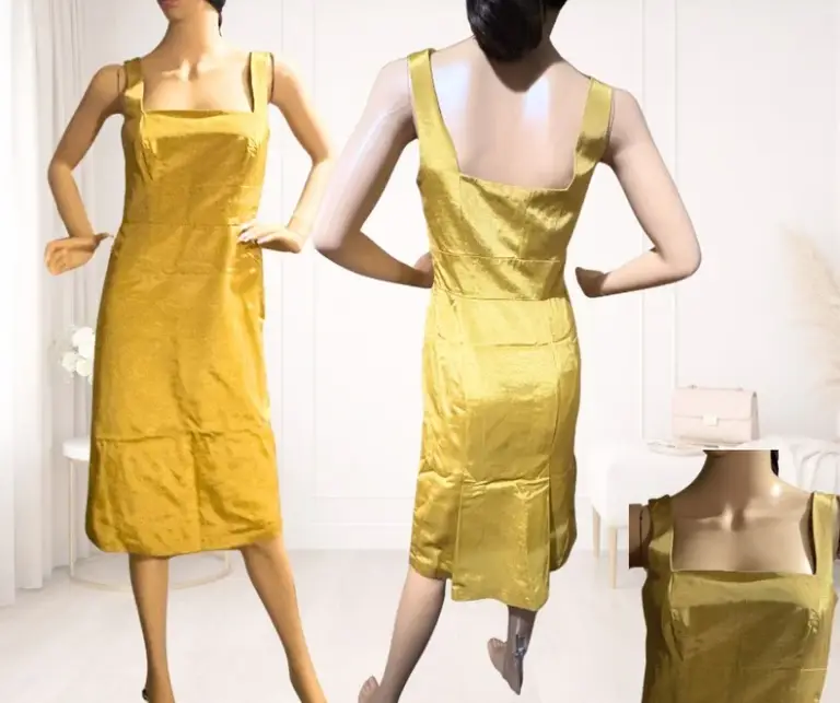Designers at Debenhams (Jasper Conran Style) Gold Occasion Dress Size 8 Vintage