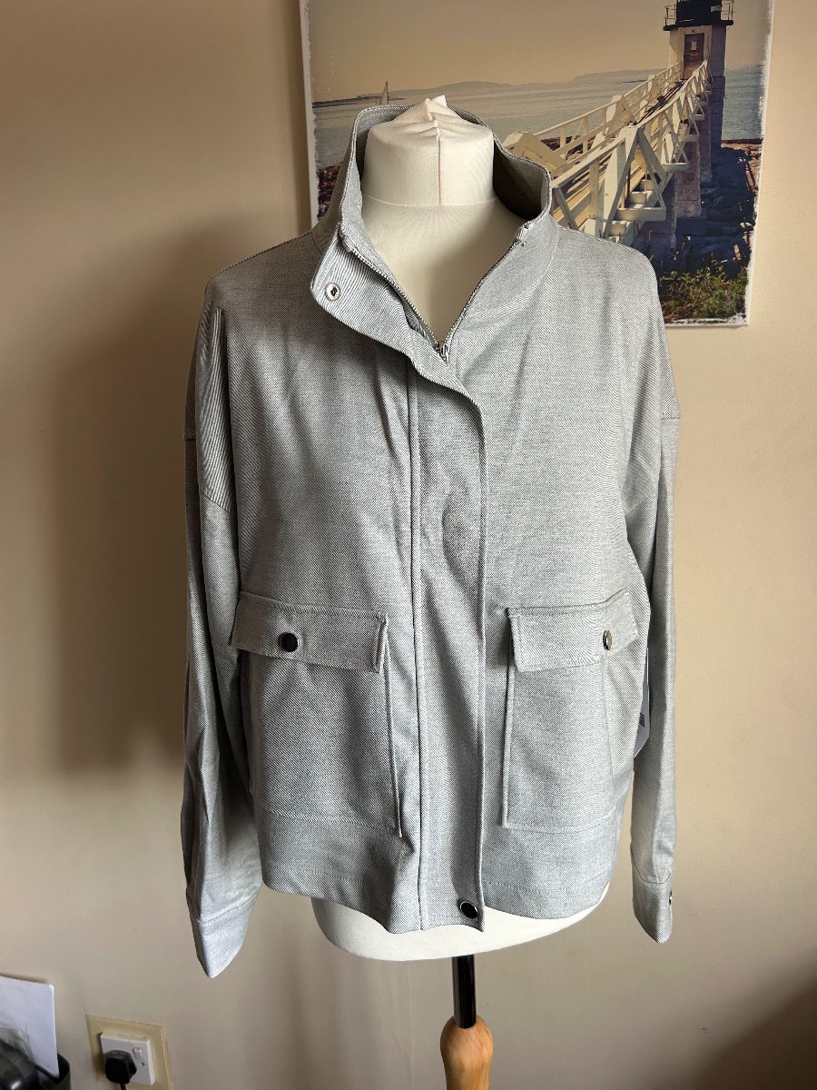 F&F Women’s grey Light Grey modern minimal Utility Jacket size 14/16