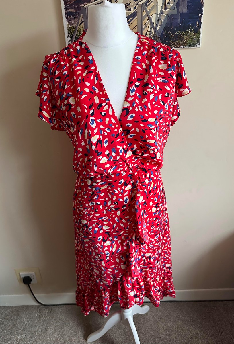 AX Paris red abstract animal print midi dress size 14