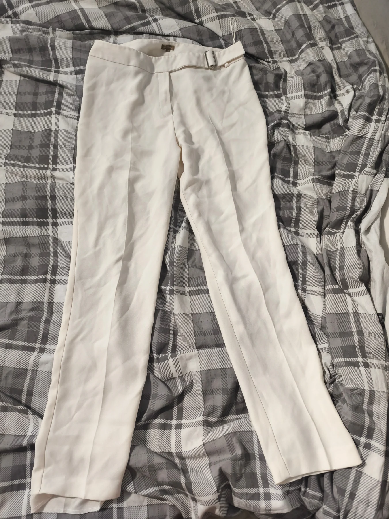 Straight leg white trousers