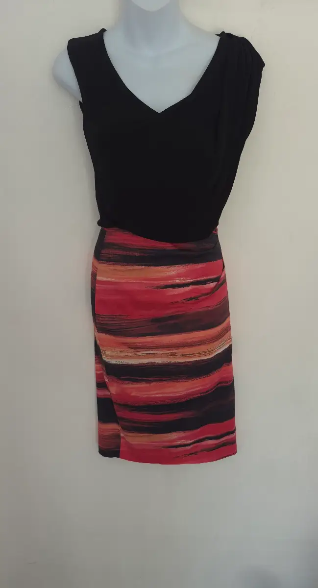 Karen Millen elegant draped watercolor midi pencil dress UK size 10