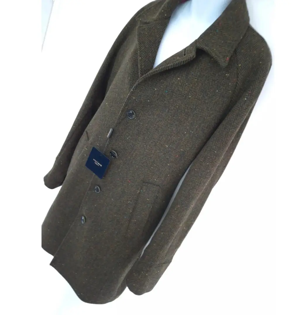 Holland Esquire classic Hudson Cooper green tweed mens overcoat size 46 brand new