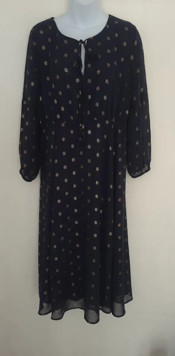 Hush Freesia midnight gold metallic spot womens midi dress UK size 14 brand new with tags