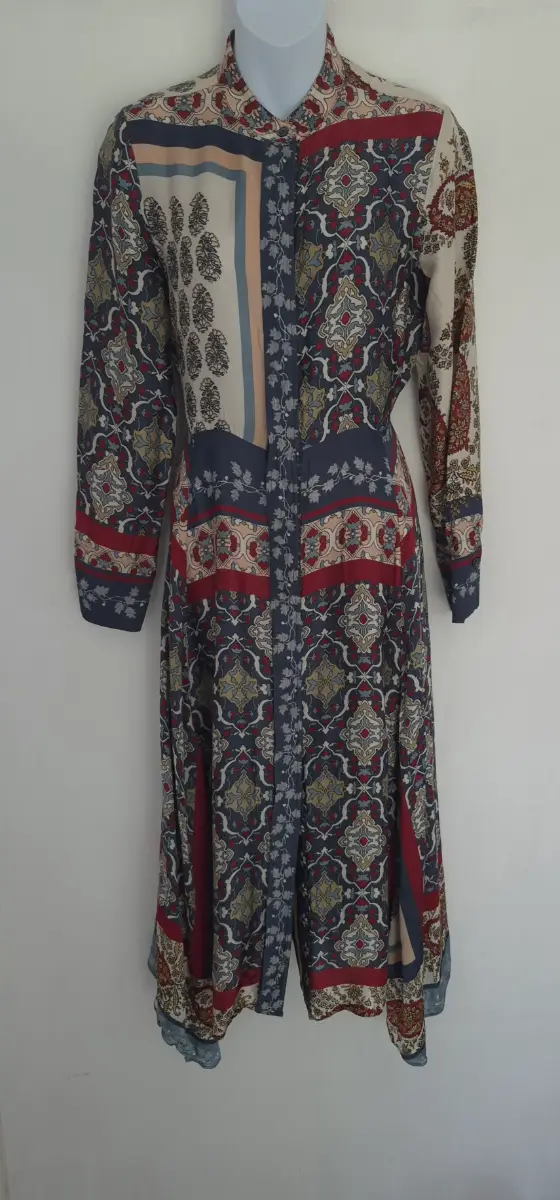 Massimo Dutti stunning paisley print button up midi/maxi dress UK size 14