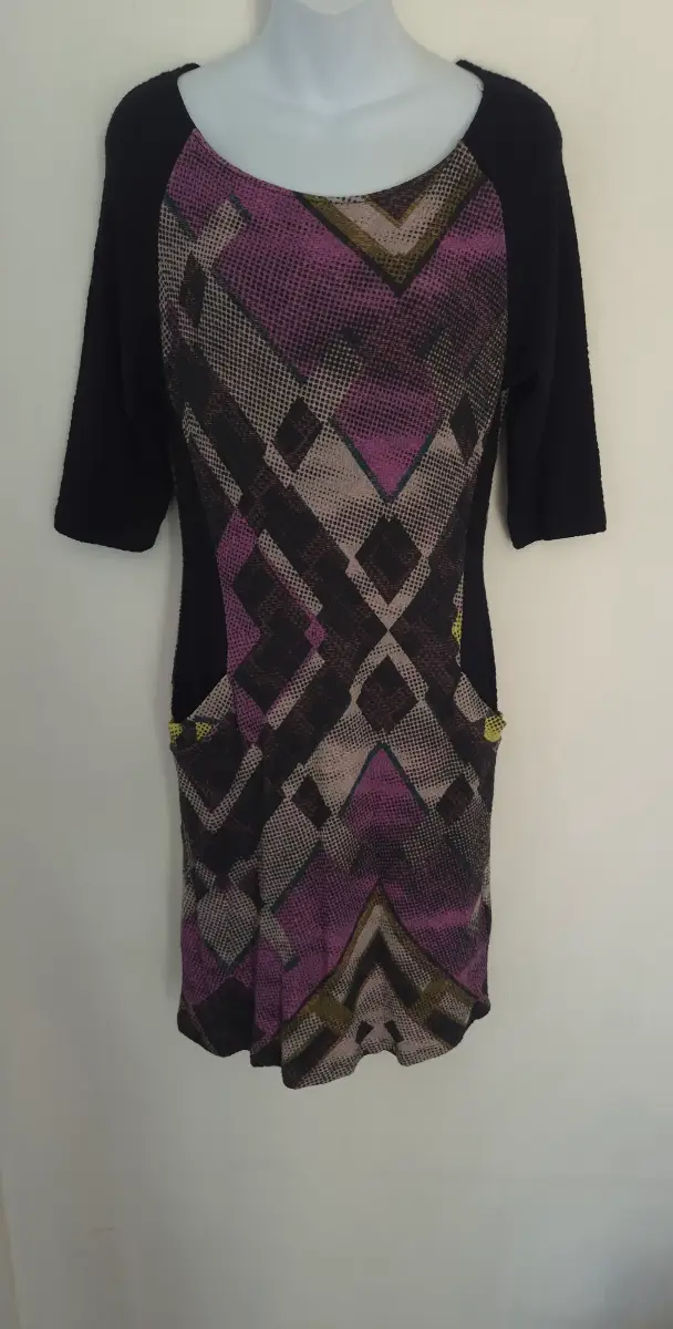 Desigual geometric raglan artistic midi dress size L large