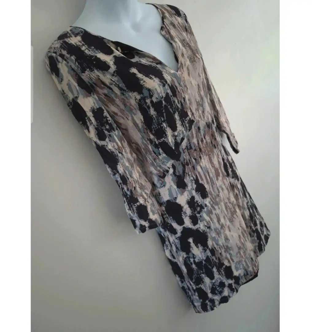 Brora Taupe womens vneck abstract midi dress UK size 10