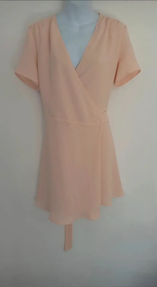 Sézane Fait Avec Armour womens blush pink mini wrap dress UK size 14