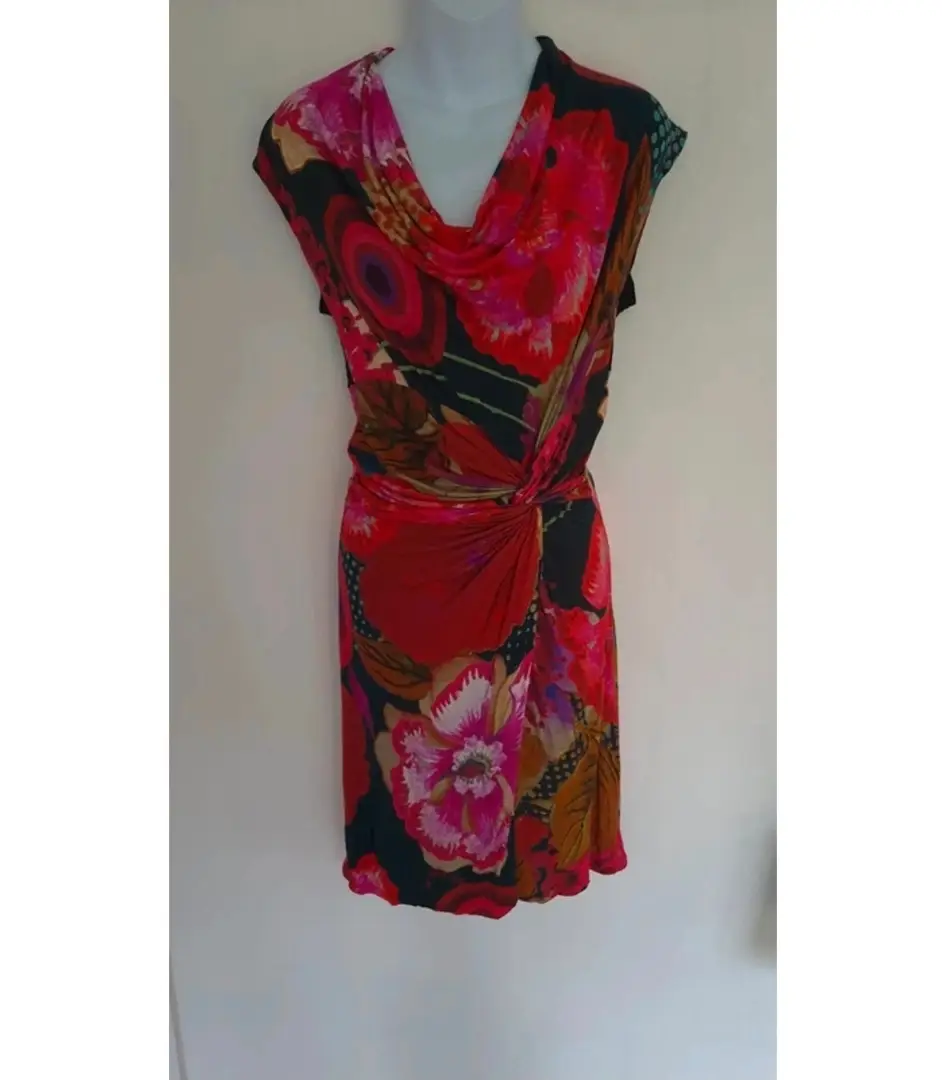 Desigual Azucena womens mid knot midi wrap dress UK size S small