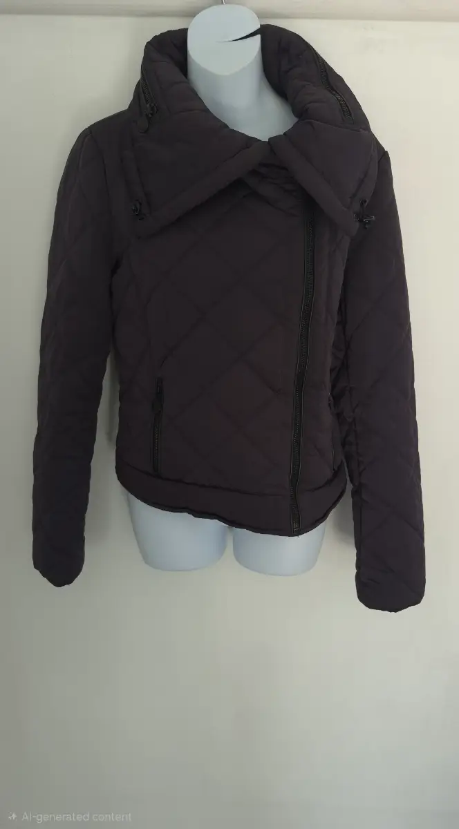 Massimo Dutti quilted asymmetric moto womens jacket UK size 8