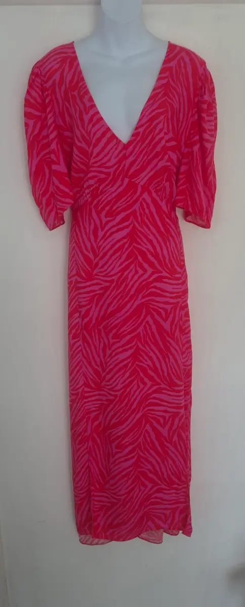 Long Tall Sally Pink & Red Zebra Print Maxi Dress UK size 18