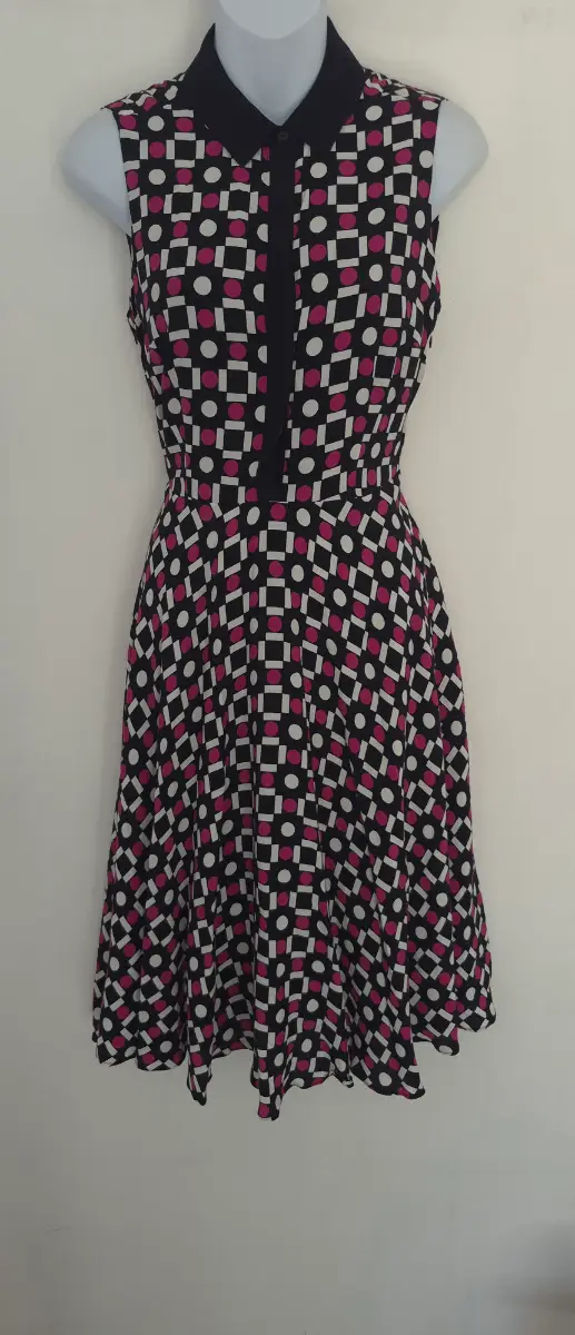 Hobbs London geometric button up fit and flare midi dress UK size 8