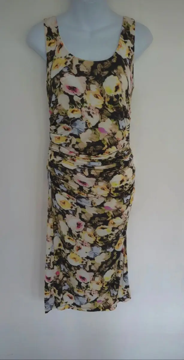 Paul Smith Black Label abstract sleeveless floral jersey stretch dress UK size S small