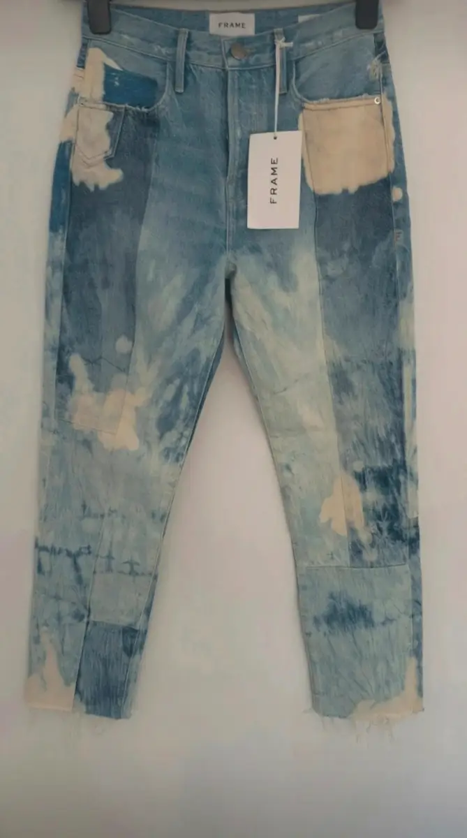 Frame Le Original patchwork bleach blot straight fit womens jeans size 6 brand new with tags