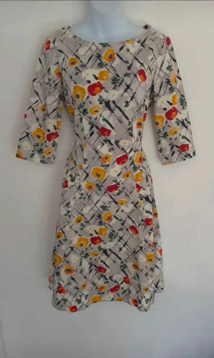 Toast vintage style abstract floral womens midi dress UK size 8