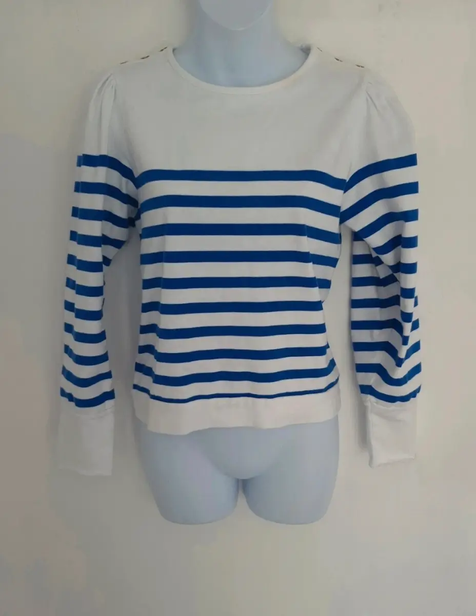 Wyse London Breton stripe puff sleeve womens jumper UK size 8