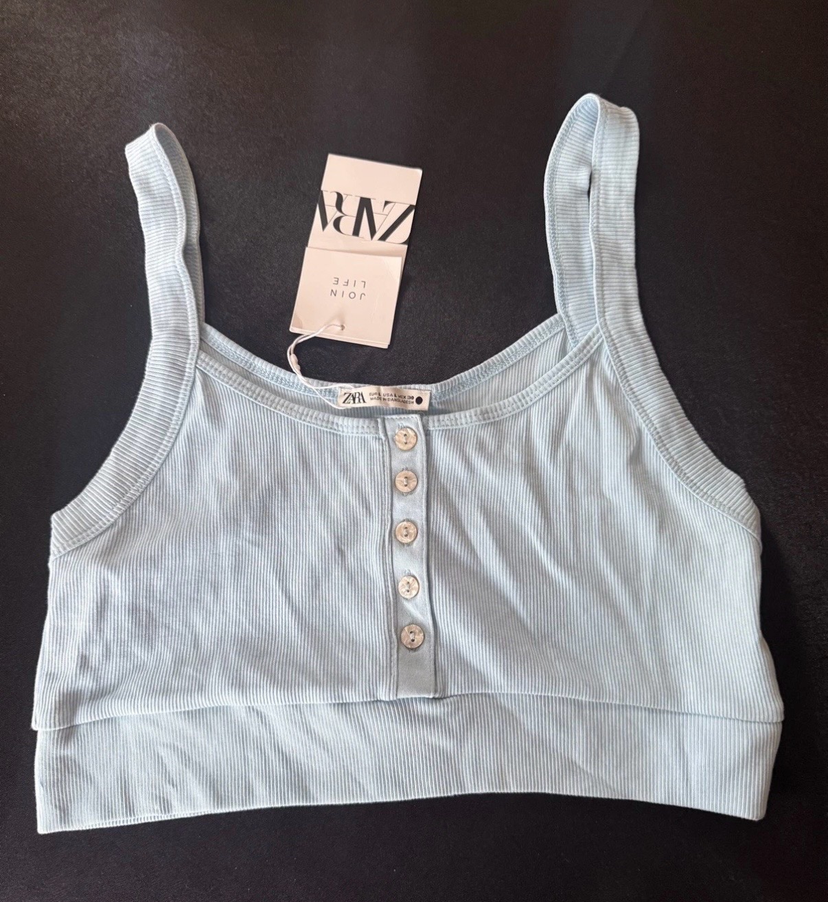 Zara Cropped Top Women’s Size L Large  Sleeveless Scoop Neck Cotton BNWT