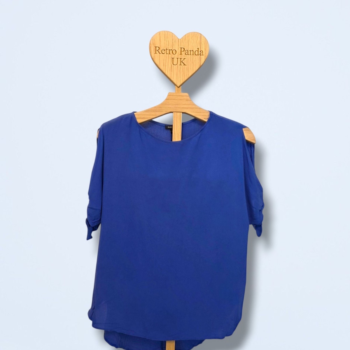 River Island | UK 6 | Cobalt Blue Cold Shoulder Tie Sleeve Blouse
