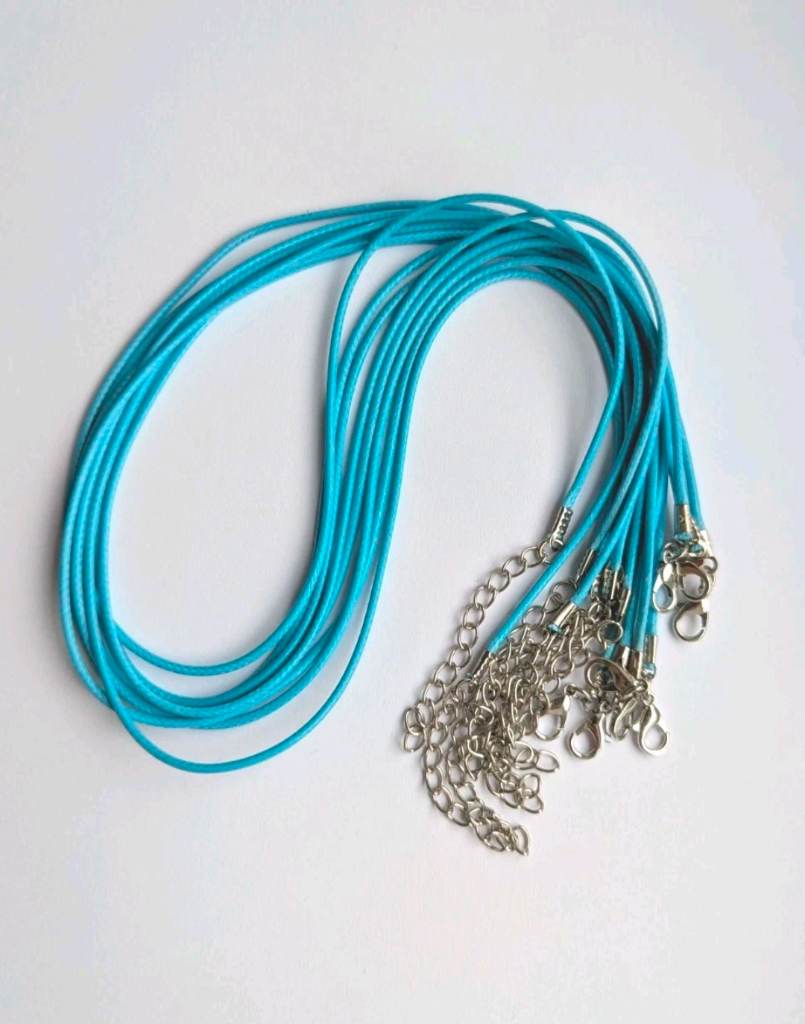 8x Light Blue Waxed Necklace Cord With Lobster Clasp Rope String for Pendants