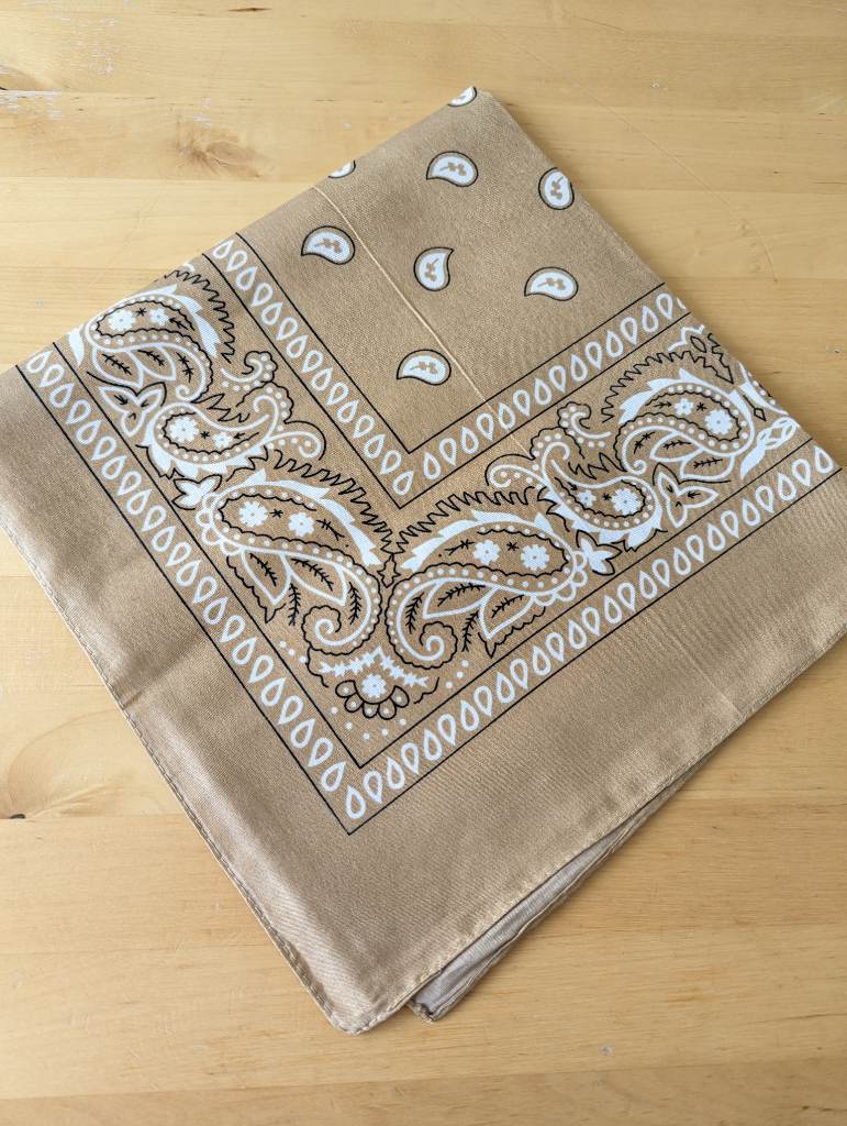 Caramel / Light Brown Paisley Print Bandana
