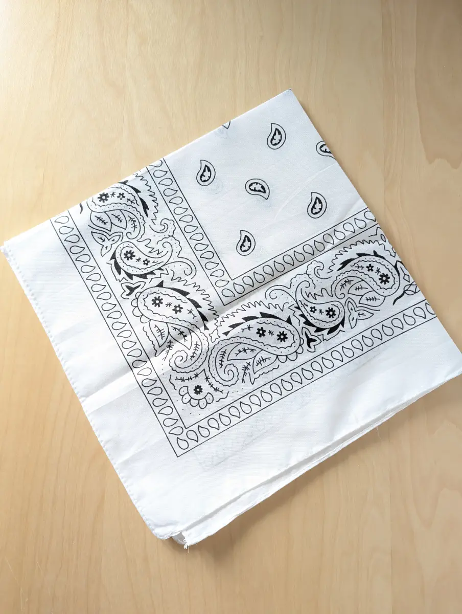 White Paisley Print Bandana