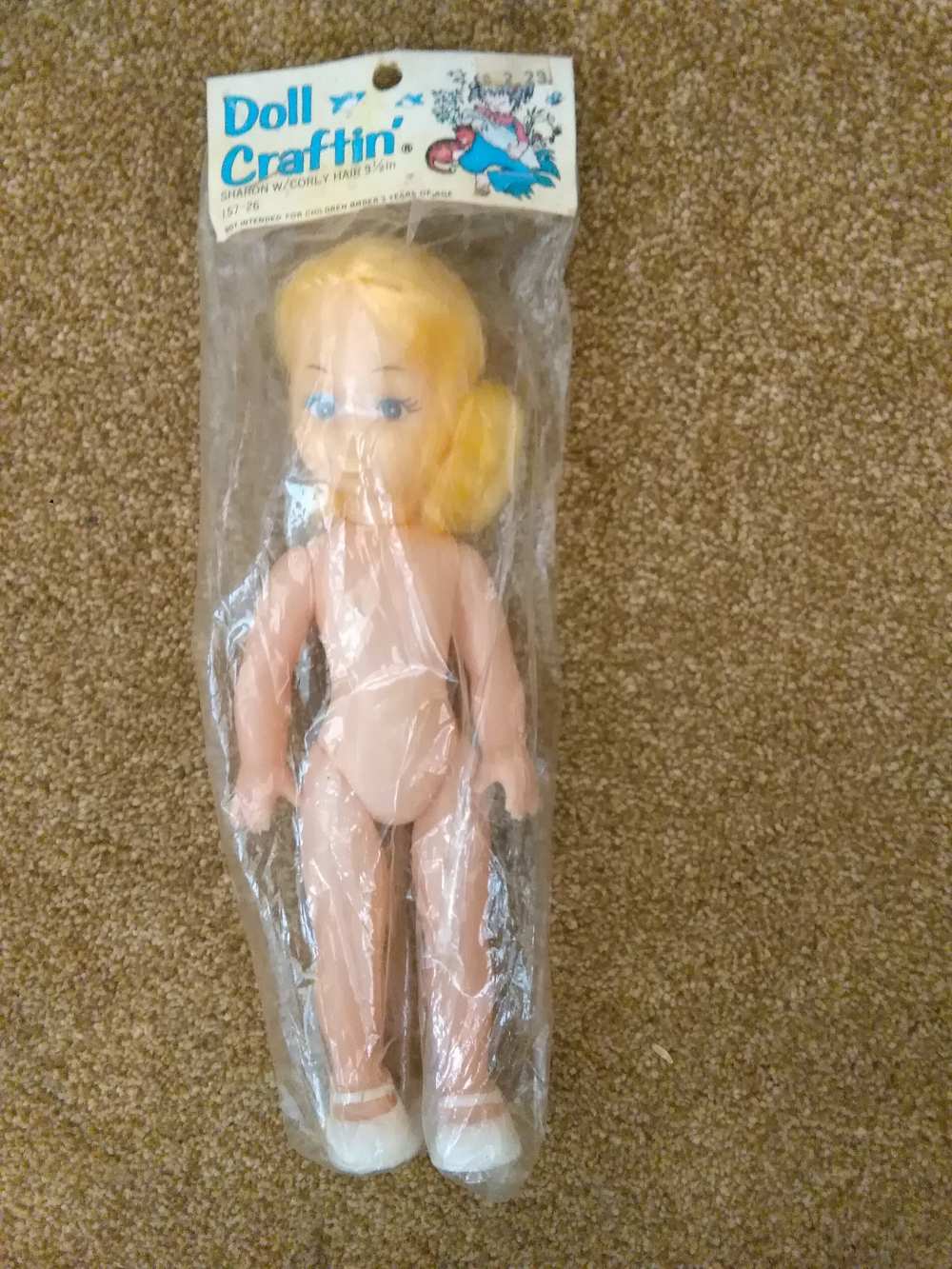 Vintage Doll Crafting 10 in Doll Sharon Curly Blonde Hair Blue Eyes to Dress