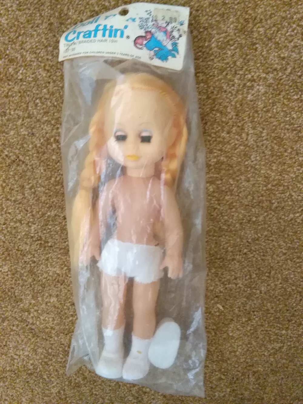 Vintage Doll Crafting 10 in Doll Tina Braided Blonde Hair Blue Eyes
