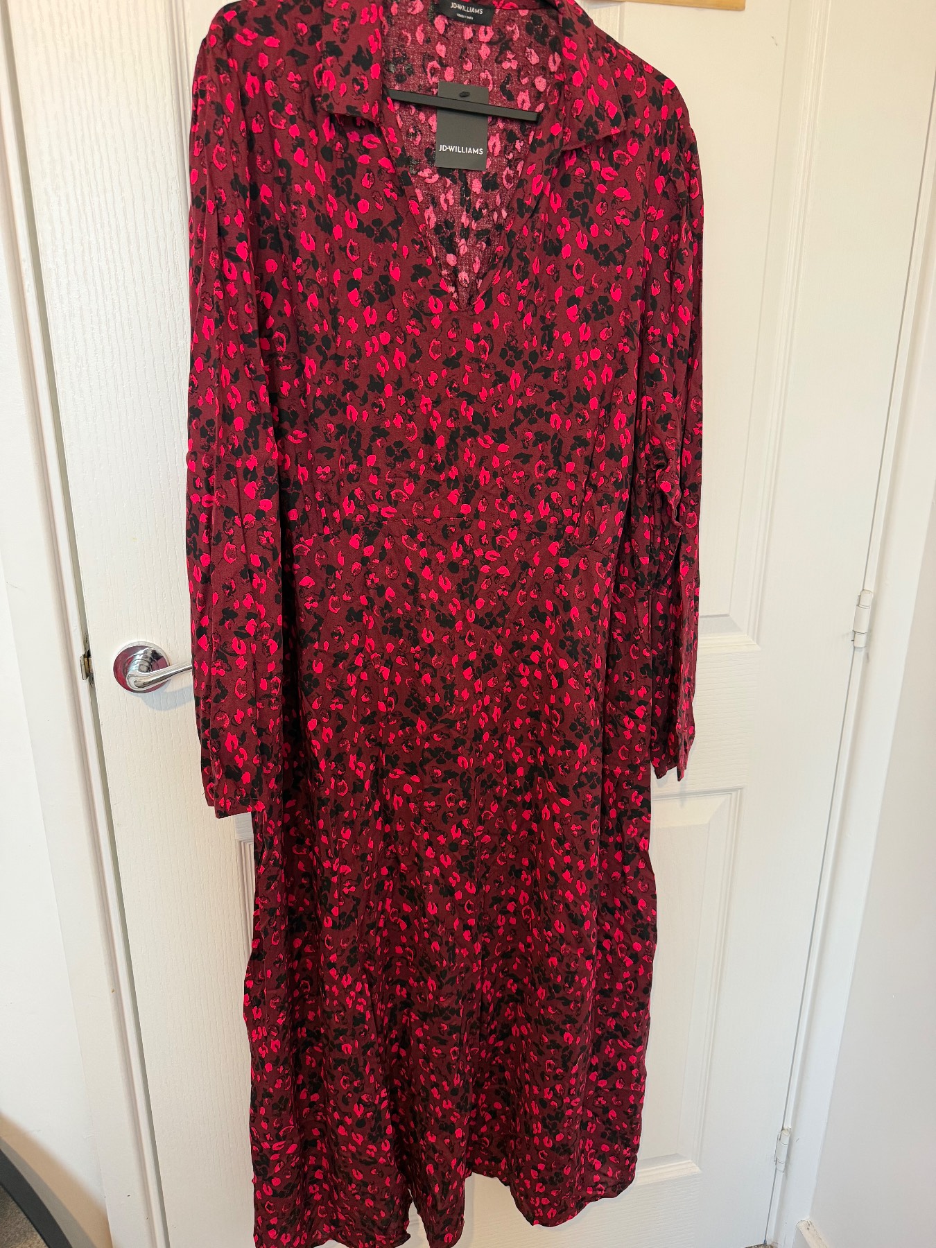 Red animal print long dress size 22 jd williams