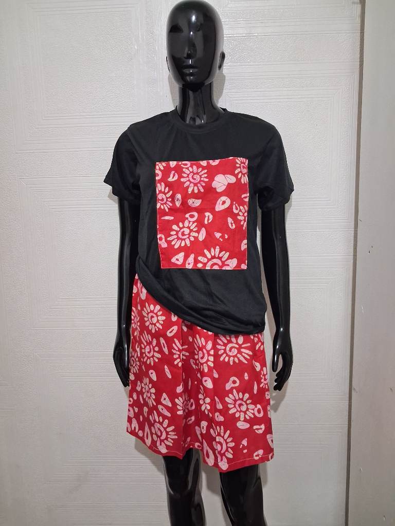 Two piece lovely summer unisex set made with ethnic prints