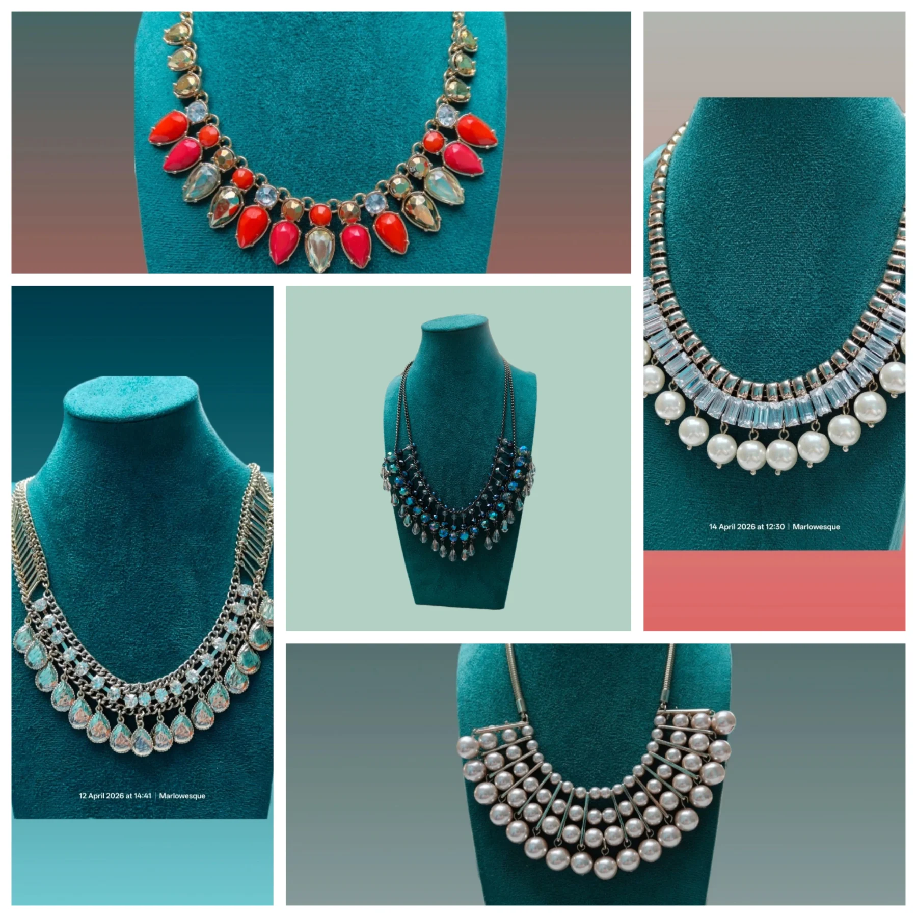 Bundle of 5 Statement Bib Style Necklaces Costume Jewellery