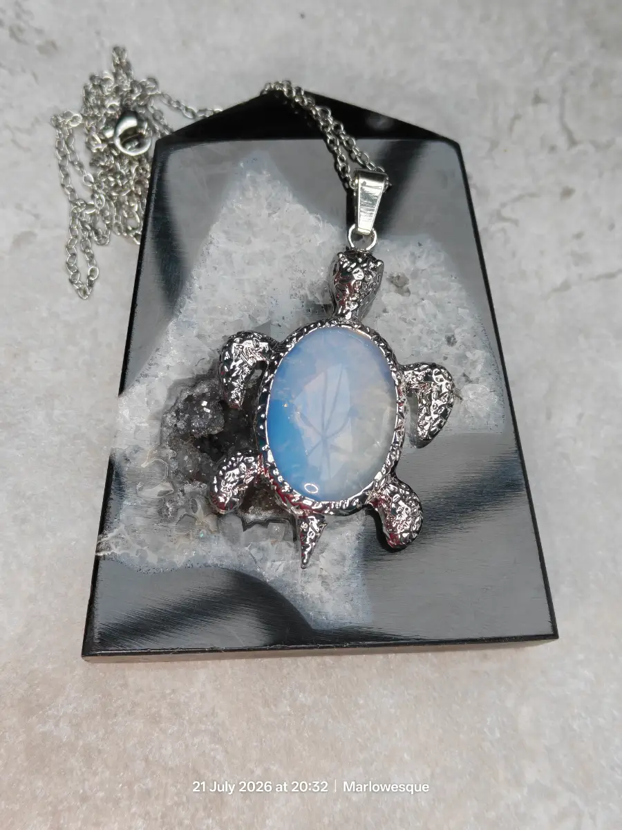 Opalite Turtle Spirit Pendant with Chain