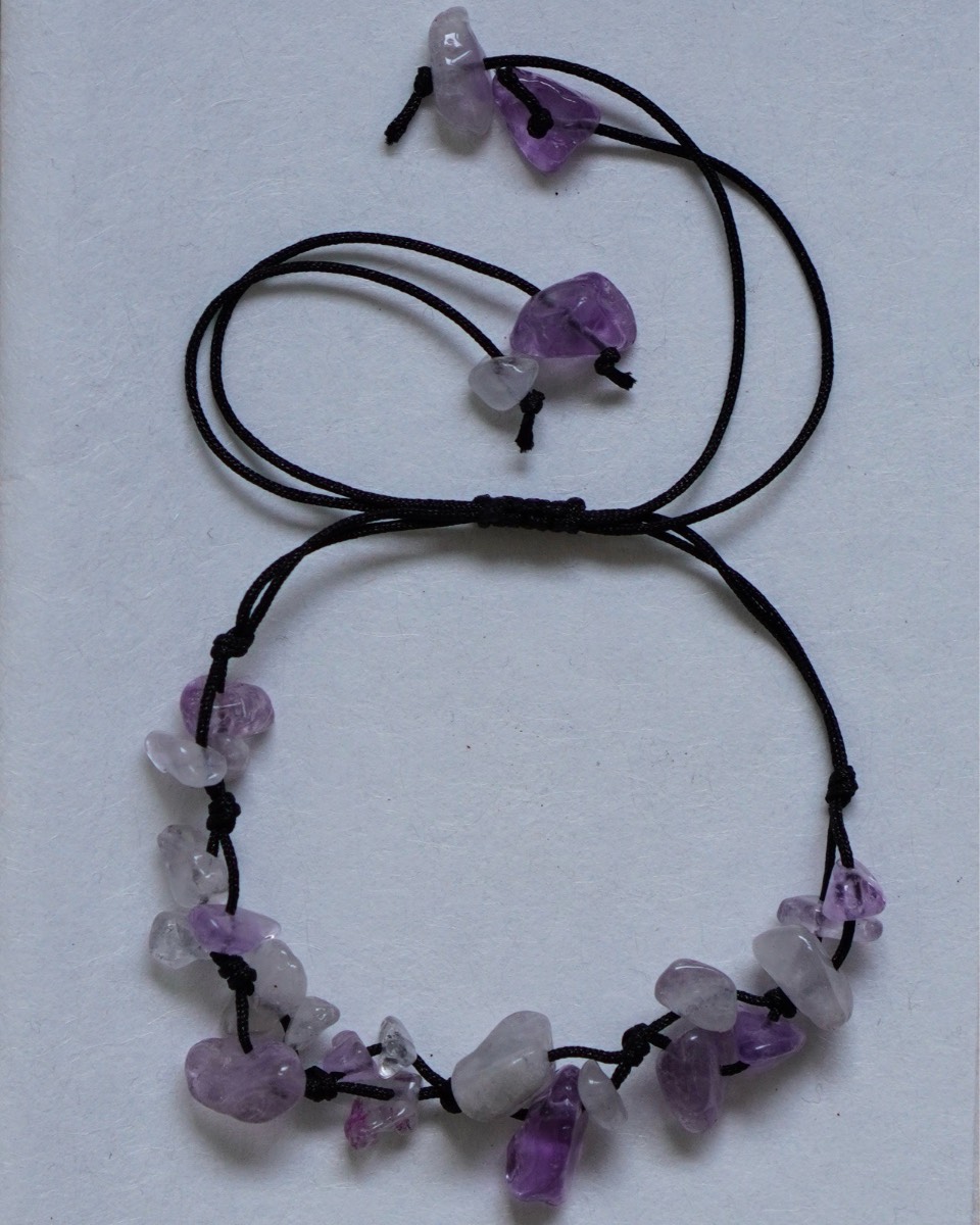 Bohemian Style Natural Amethyst Adjustable String Bracelet