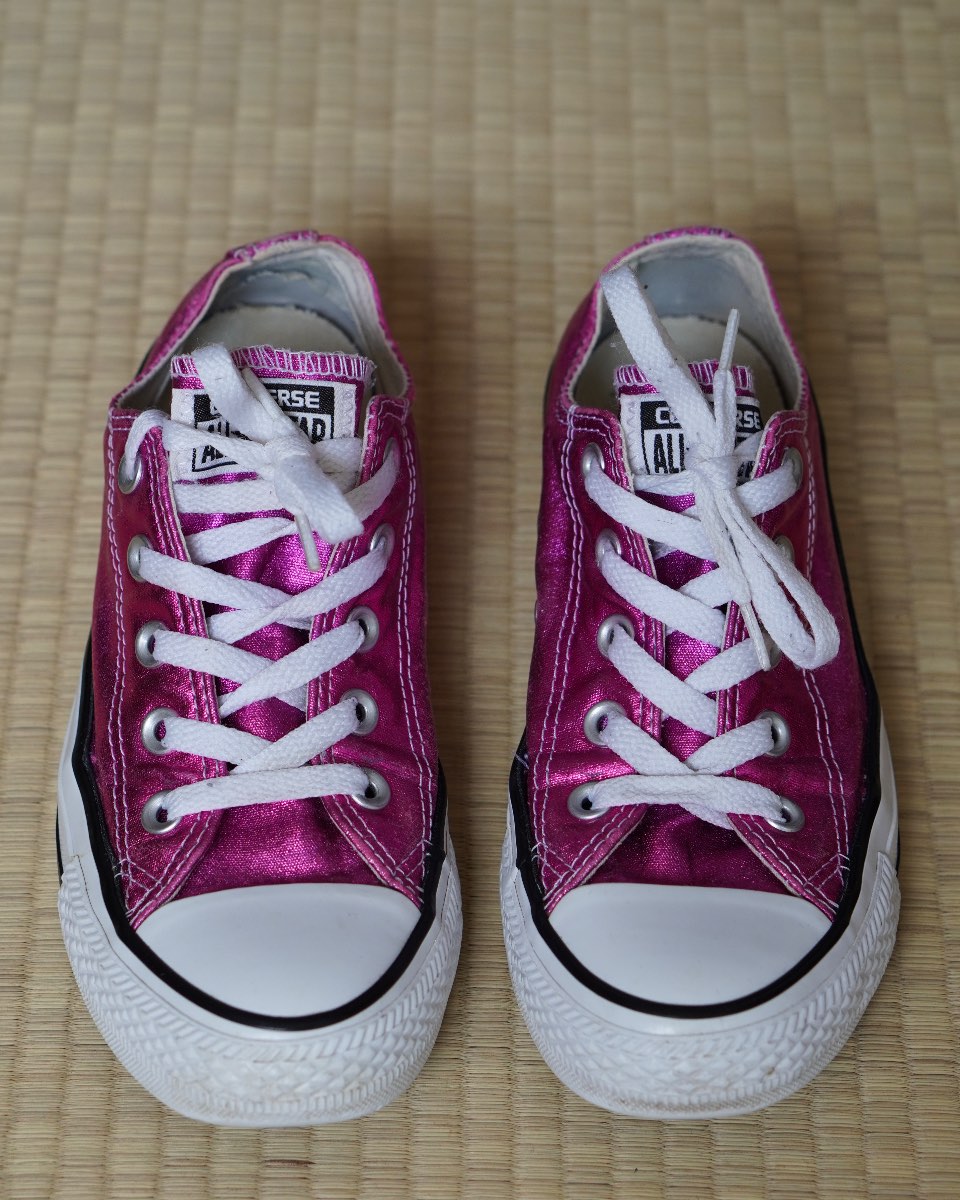 Metallic Pink Fabric Converse Trainers – Well Worn, Still Plenty of Life