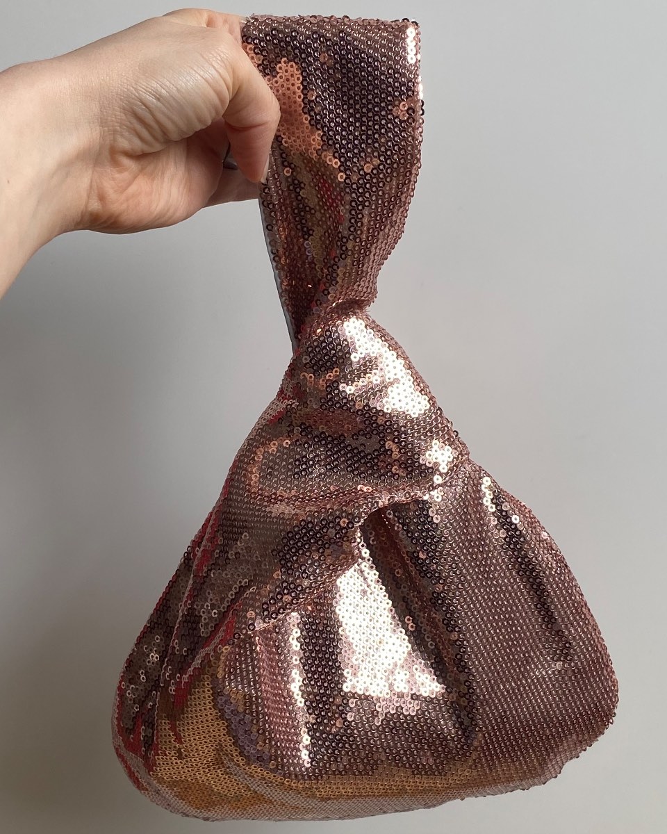 Metallic Pink Sequin Knot Party/ Evening Bag - Y2K Glam/Japanese/Korean Style
