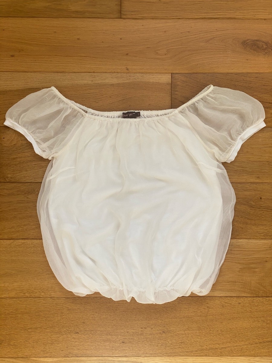 Phase Eight Off-Shoulder Draped Balloon Top – White Silk