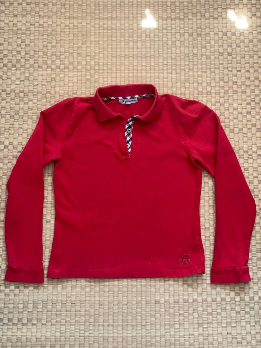Aquascutum Vintage Cotton Polo Top – Raspberry Red, Classic Fitted, Size XS