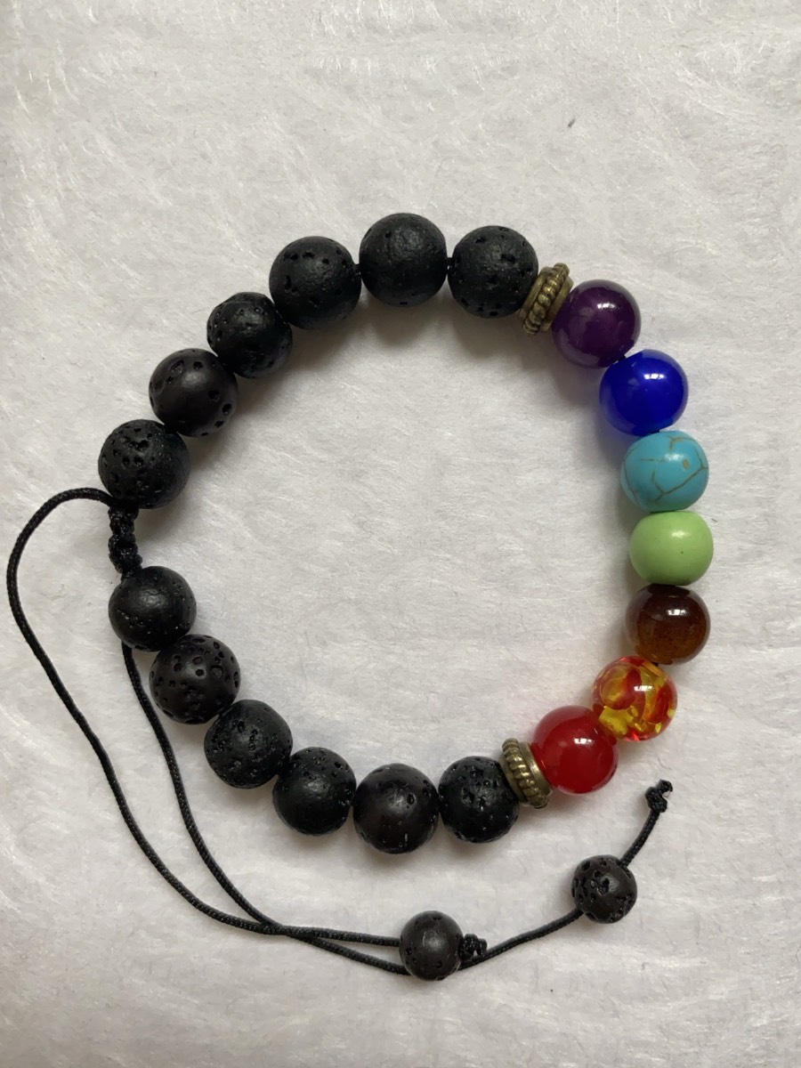 Seven Chakra Aromatherapy Bracelet – Unisex Volcanic Rock & Natural Stone