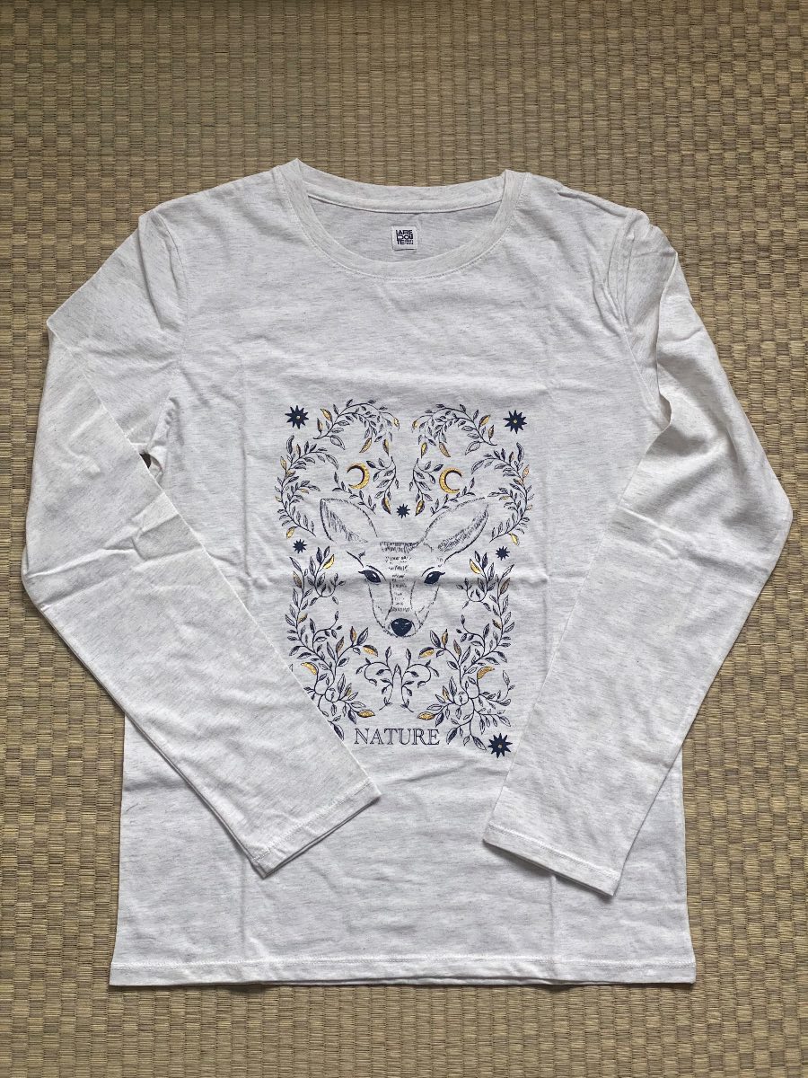 La Redoute Pure Cotton Loungewear Long Sleeve Top – Deer Print with Gold Details