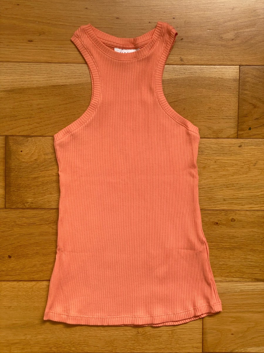 Topshop Ribbed Cotton Tank Top – Coral Pink / Salmon