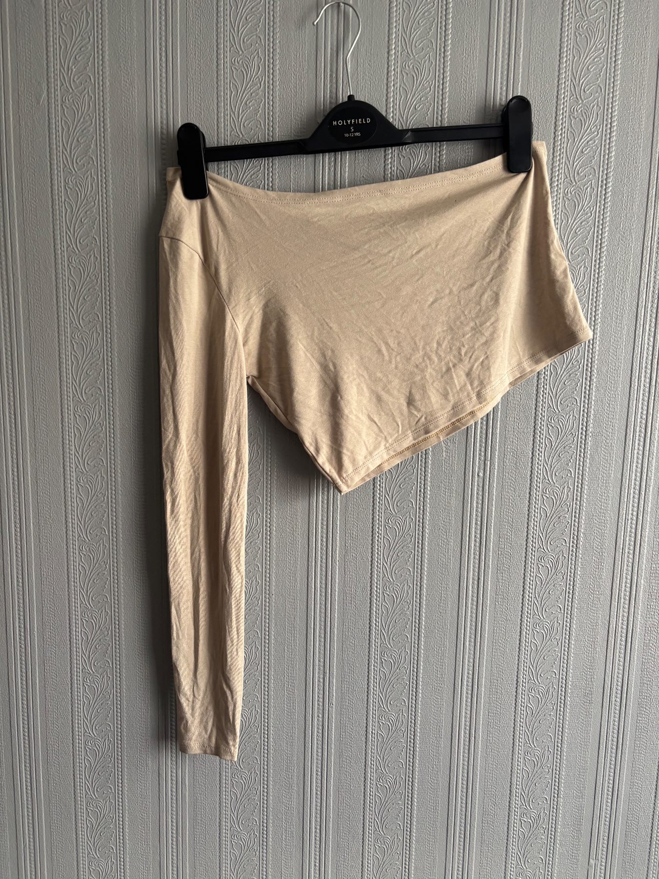 Missy Empire Beige Siara One Shoulder Long Sleeve Crop Top Uk 12