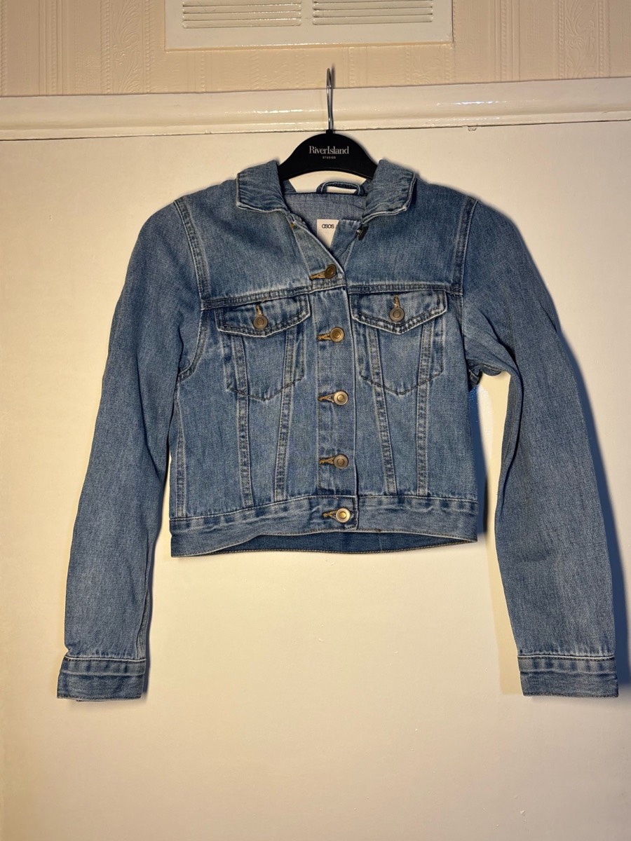 ASOS Denim Blue Cropped Denim Jacket UK 2